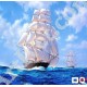 Наличен Диамантен гоблен КОРАБ С БЕЛИ ПЛАТНА: Размер и Вид - Кръгли диаманти 50х50