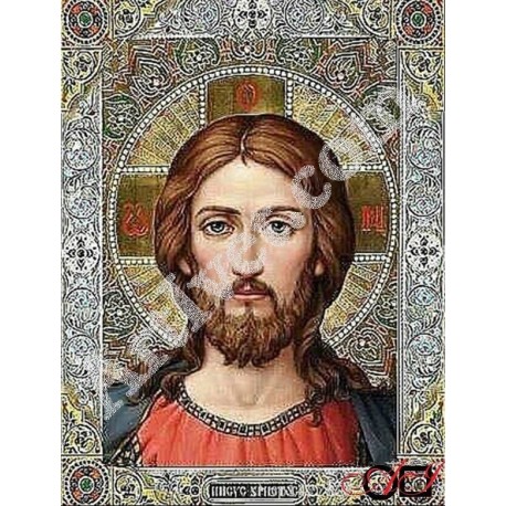 Наличен Диамантен  гоблен ИСУС - ЖИВИЯТ БОГ: Размер и Вид - Кръгли диаманти 40х30