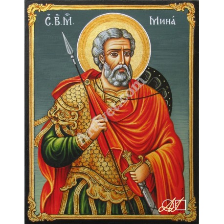 Наличен Диамантен гоблен СВЕТИ МИНА - ПОКРОВИТЕЛ НА ДОМА: Размер и Вид - Кръгли диаманти 45х36