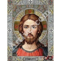 Наличен Диамантен гоблен ИСУС - ЖИВИЯТ БОГ: Размер и Вид - Кръгли диаманти 28х21