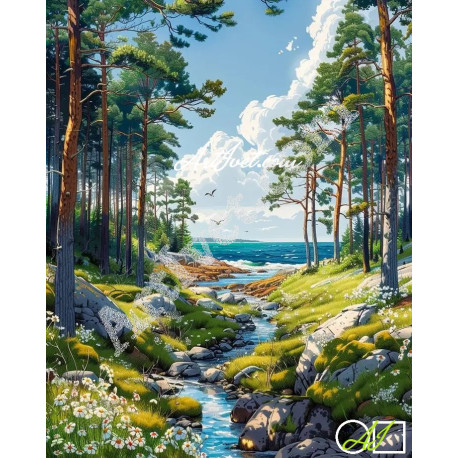 Наличен Диамантен гоблен В КРАЯ НА ЛЯТОТО: Размер и Вид - Квадратни диаманти 25х20