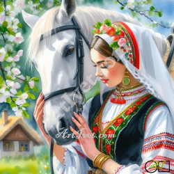 Наличен Диамантен гоблен - БЕЛОСЛАВА - ПРОЛЕТНИ ЦВЕТОВЕ: Размер и Вид - Квадратни диаманти 30х30