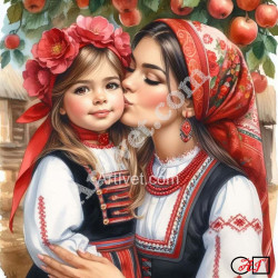 Наличен Диамантен гоблен - ЩЕРКАТА НА МАМА: Размер и Вид - Квадратни диаманти 50х50