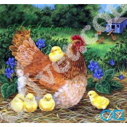 Наличен Елмазен гоблен КОКОШКА ЗАД ХАМБАРА: Размер и Вид - Квадратни диаманти 30х30
