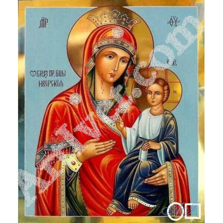 Наличен Елмазен гоблен ИВЕРИЙСКАТА ИКОНА: Размер и Вид - Кръгли диаманти 30х27