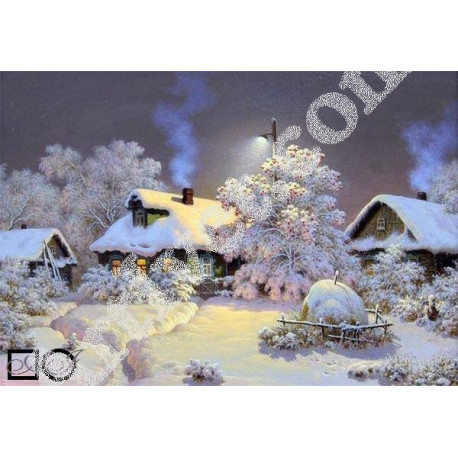 Наличен Диамантен гоблен ЗИМА - ЩОМ КОМИНИТЕ ЗАПУШАТ: Размер и Вид - Квадратни диаманти 60х40