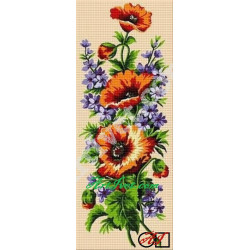 Наличен Диамантен гоблен МАКОВЕ И СИНИ ЦВЕТЯ: Размер и Вид - Квадратни диаманти 50х20