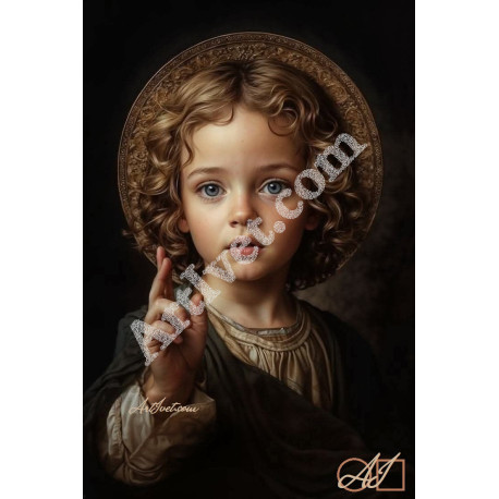 Наличен Диамантен гоблен - ИКОНА МАЛКИЯТ ИСУС: Размер и Вид - Квадратни диаманти 30х20