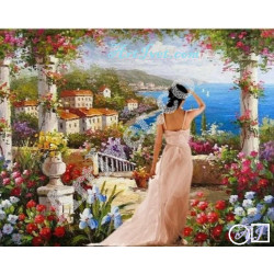 Наличен Диамантен гоблен В ОЧАКВАНЕ НА ЛЮБИМИЯ: Размер и Вид - Квадратни диаманти 30х24