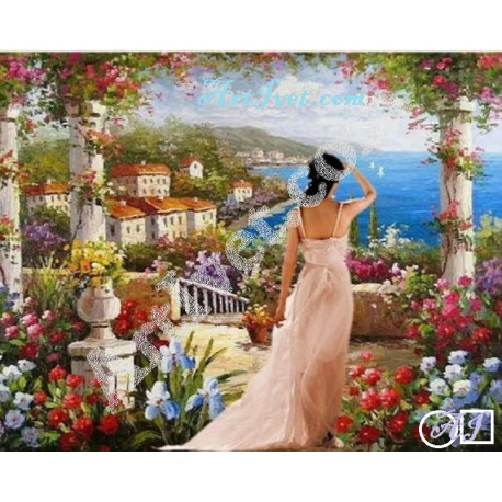 Наличен Диамантен гоблен В ОЧАКВАНЕ НА ЛЮБИМИЯ: Размер и Вид - Квадратни диаманти 30х24