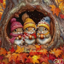 Наличен Диамантен гоблен - ТРИ КАТЕРИЧКИ С ЖЪЛЪДЧЕТА: Размер и Вид - Квадратни диаманти 20х20