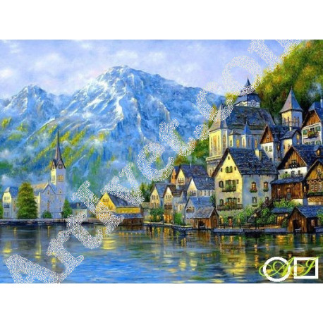 Наличен Диамантен гоблен ВИСОКИ СИНИ ПЛАНИНИ: Размер и Вид - Кръгли диаманти 28х21