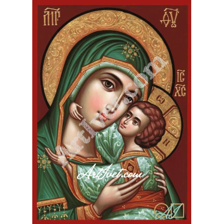 Наличен Диамантен гоблен - ИКОНА – ДЕВА МАРИЯ И ИСУС – БЛАГОДАТ: Размер и Вид - Кръгли диаманти 35х25