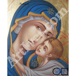 Наличен Диамантен гоблен СВЕТА БОГОРОДИЦА С МЛАДЕНЕЦА - ДОКОСВАНЕ: Размер и Вид - Кръгли диаманти 40х32