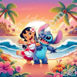 Наличен Диамантен гоблен - ЛИЛО И СТИЧ: Размер и Вид - Квадратни диаманти 25х25