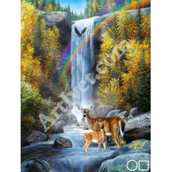 Наличен Диамантен гоблен СЪРНИ В РИЛСКИЯ РЕЗЕРВАТ: Размер и Вид - Кръгли диаманти 32х24