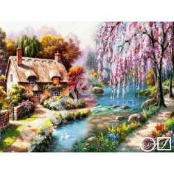 Наличен Диамантен гоблен ПЕЙЗАЖ – КРАСИВИ СПОМЕНИ: Размер и Вид - Кръгли диаманти 32х24