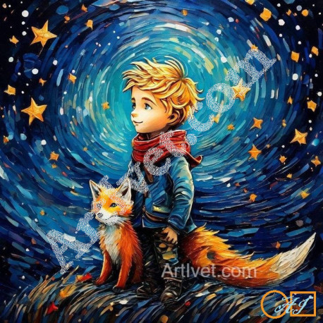 Наличен Диамантен гоблен - МАЛКИЯ ПРИНЦ - ОПИТОМЕНАТА ЛИСИЦА: Размер и Вид - Квадратни диаманти 30х30