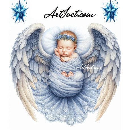 Наличен Диамантен гоблен - ЗА НОВОРОДЕНО МОМЧЕНЦЕ: Размер и Вид - Квадратни диаманти 40х40